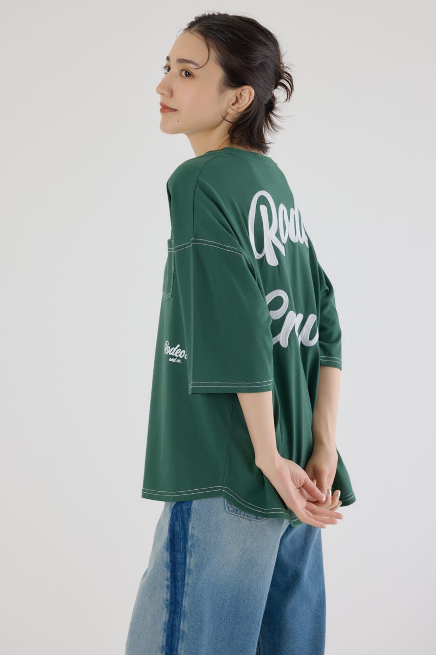 RODEO CROWNS「カラーステッチVネック5分袖Tシャツ」|Tシャツ・カットソー|