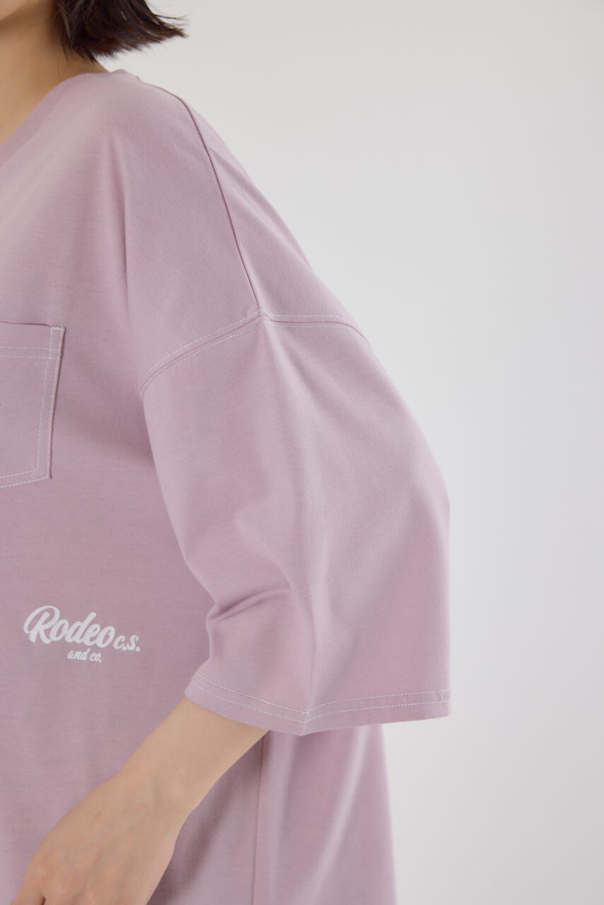 RODEO CROWNS「カラーステッチVネック5分袖Tシャツ」|Tシャツ・カットソー|