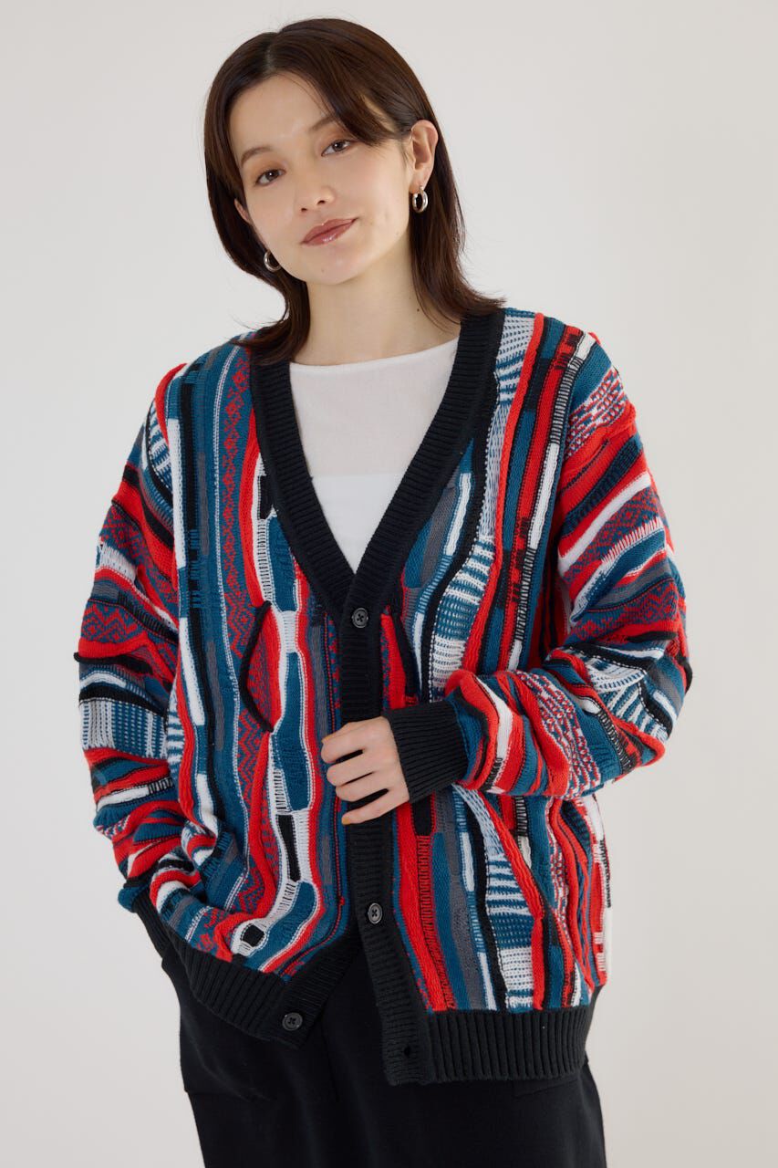 RODEO CROWNS「3Dマルチカラーニットカーディガン」|カーディガン|柄BLK5