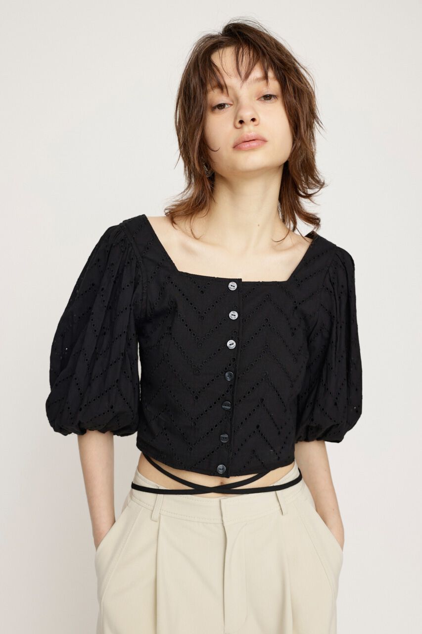 SLY「FRONT BUTTON LACE PUFF トップス」|シャツ・ブラウス|