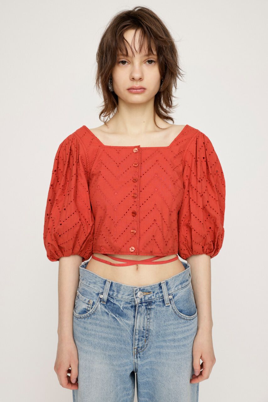 SLY「FRONT BUTTON LACE PUFF トップス」|シャツ・ブラウス|