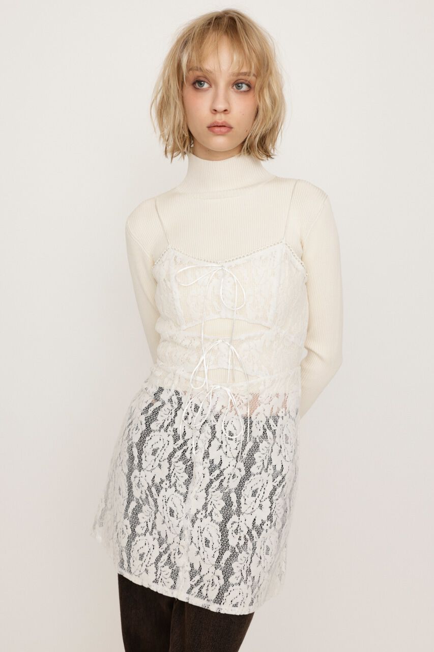 SLY「FROCKY LACE RIBBON トップス」|キャミソール|WHT