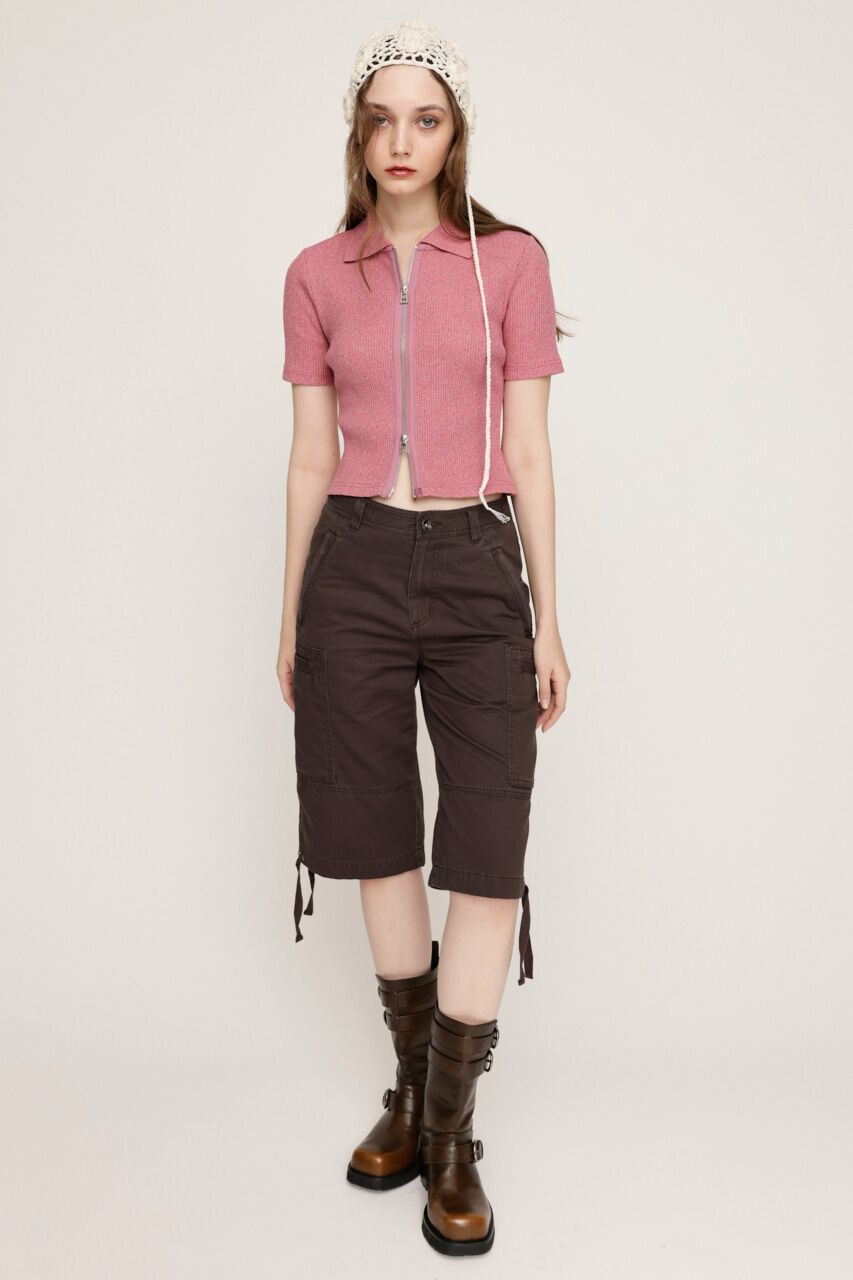 SLY「FRONT ZIP CUT RIB トップス」|Tシャツ・カットソー|