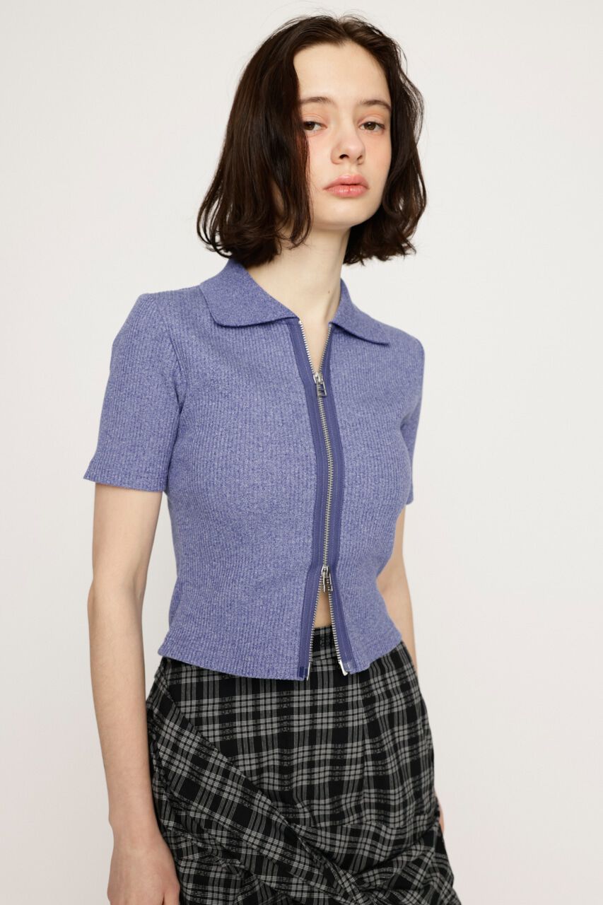 SLY「FRONT ZIP CUT RIB トップス」|Tシャツ・カットソー|