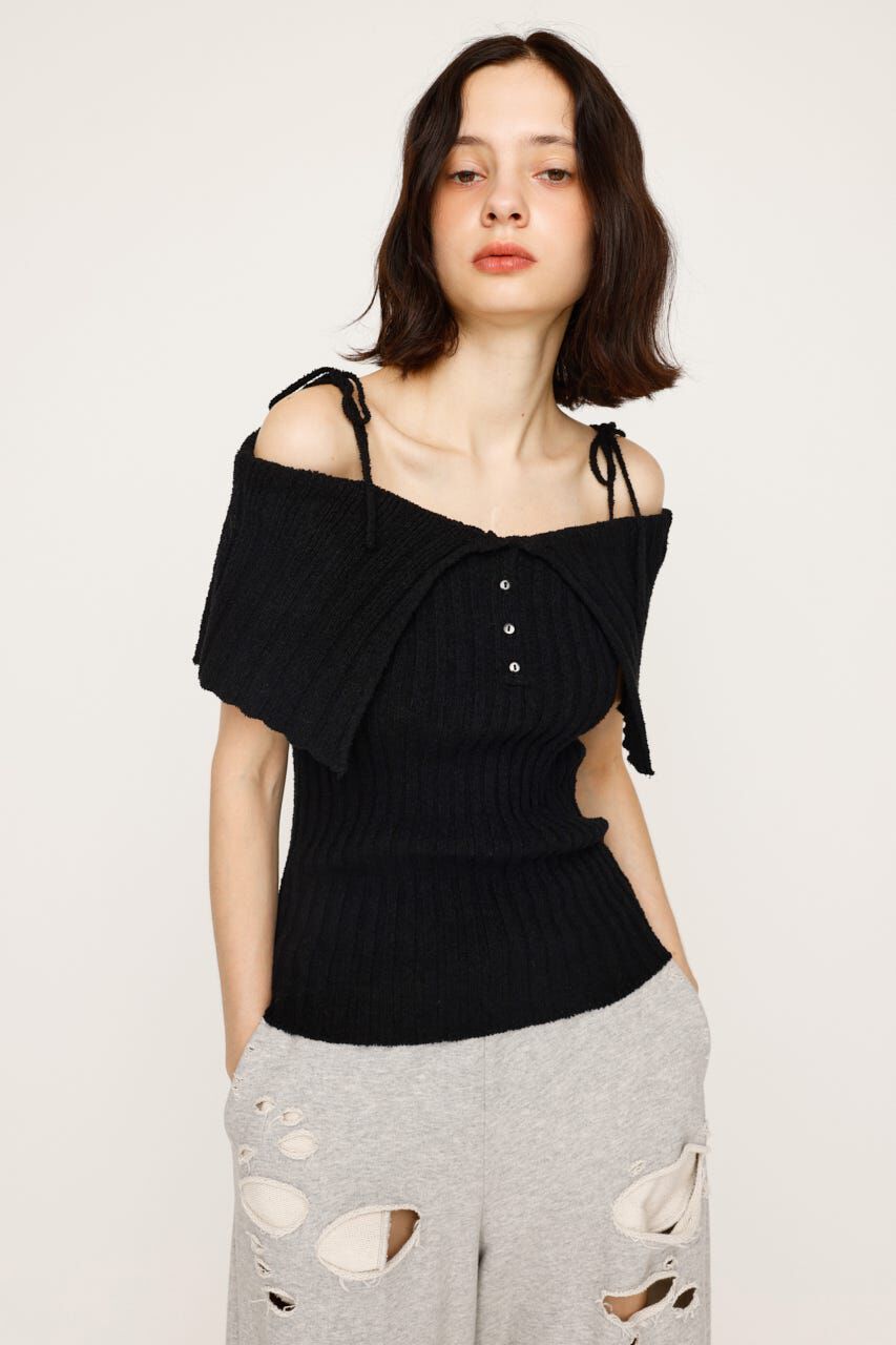 SLY「OFFSHOULDER RIB HG トップス」|ニット・セーター|