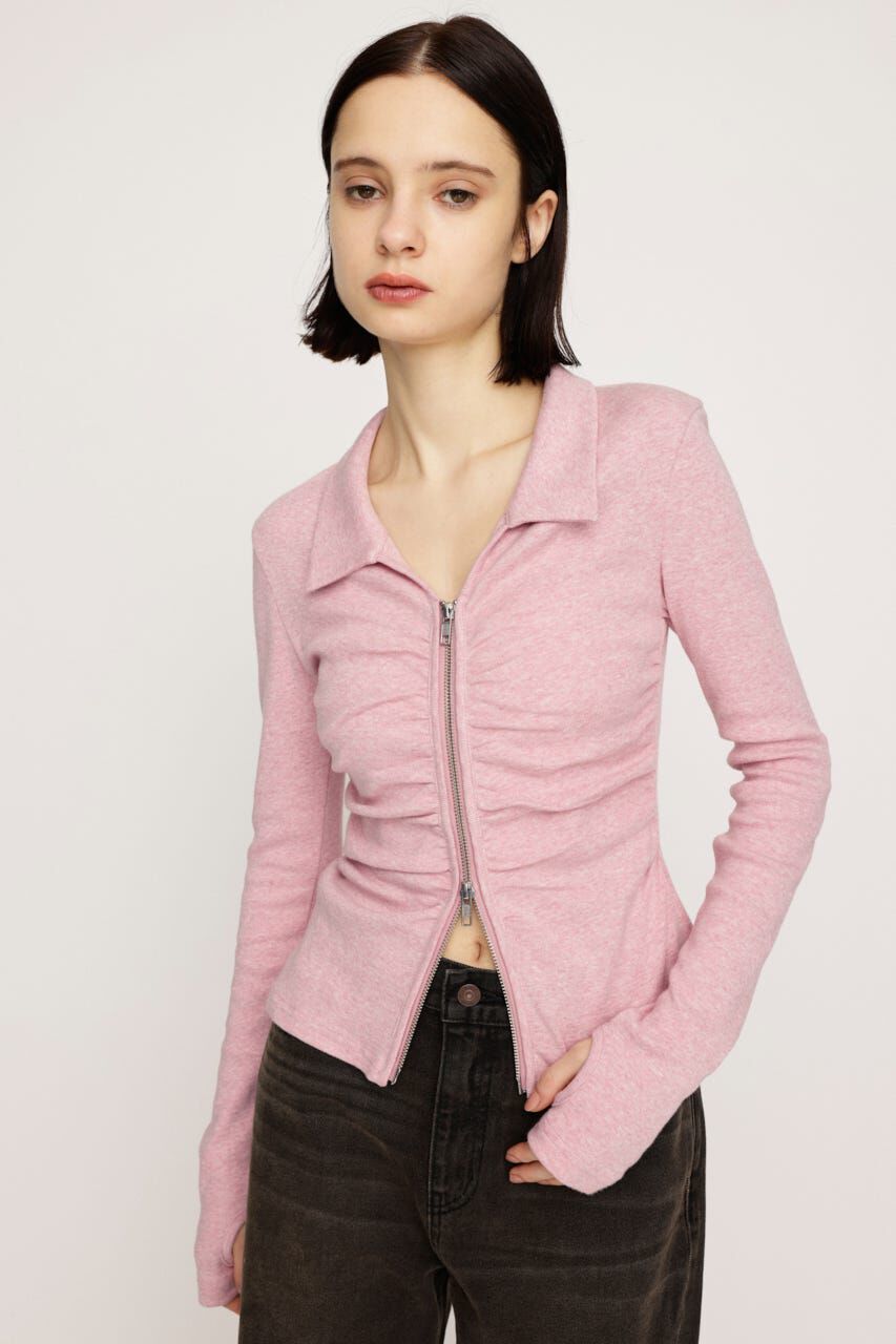 SLY「FRONT GATHER ZIP トップス」|Tシャツ・カットソー|PNK