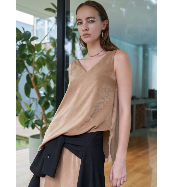 ELENDEEK「SATIN FLARED CAMI」|キャミソール|キャメル