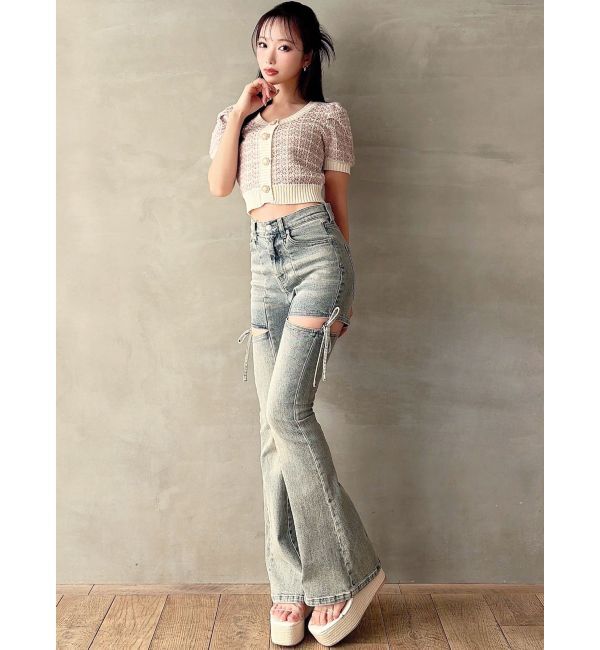 RESEXXY「カットアウトリボンデニムパンツ」|デニム|