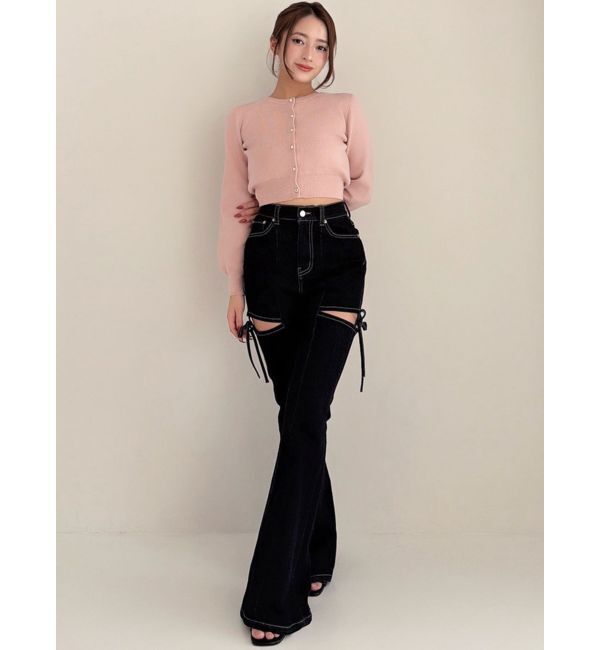 RESEXXY「カットアウトリボンデニムパンツ」|デニム|