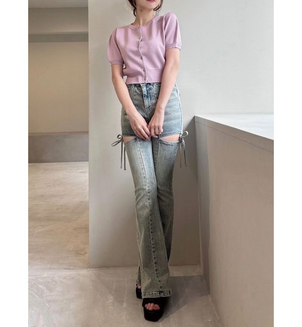 RESEXXY「カットアウトリボンデニムパンツ」|デニム|