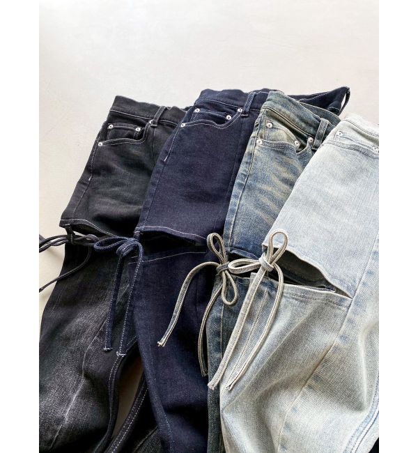 RESEXXY「カットアウトリボンデニムパンツ」|デニム|