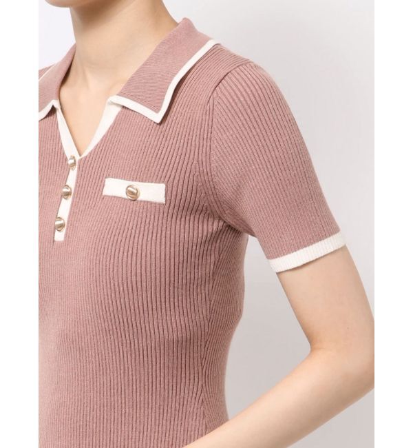 RESEXXY「ゴールドボタンバイカラーニットポロワンピース」|ワンピース|