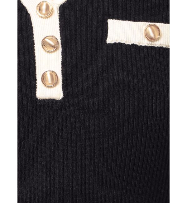 RESEXXY「ゴールドボタンバイカラーニットポロワンピース」|ワンピース|