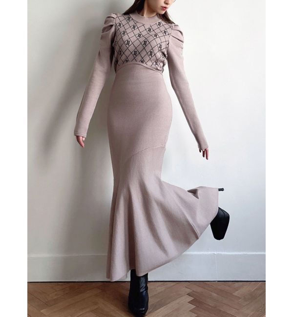 RESEXXY「チェックジャガードマーメイドニットワンピース」|ワンピース|