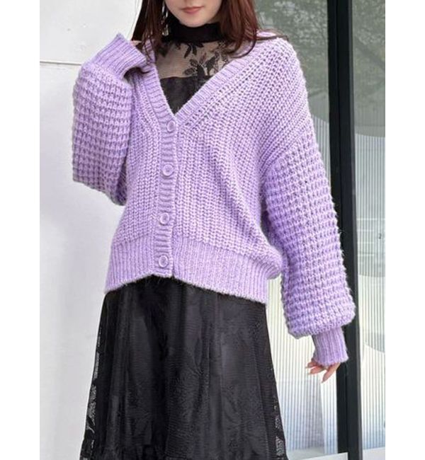 MERCURYDUO「ワッフルオーバーニットカーデ」|カーディガン|