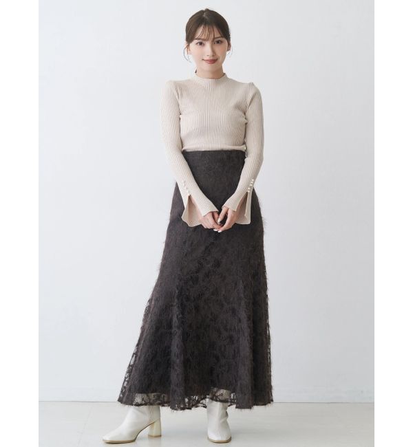 MERCURYDUO「フレアスリーブハイネックリブニット」|ニット・セーター|