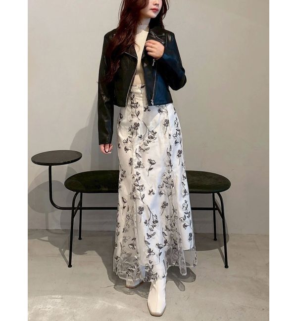 MERCURYDUO「フレアスリーブハイネックリブニット」|ニット・セーター|