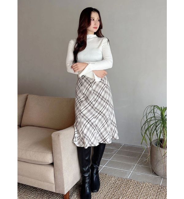 MERCURYDUO「フレアスリーブハイネックリブニット」|ニット・セーター|