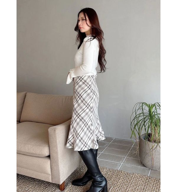 MERCURYDUO「フレアスリーブハイネックリブニット」|ニット・セーター|