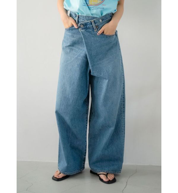 Ungrid「ラップデザインルーズデニム」|デニム|ブルー