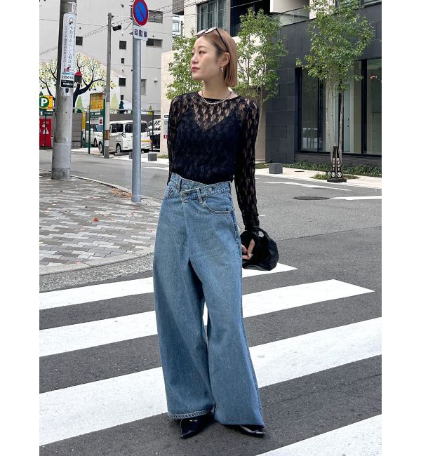 Ungrid「ラップデザインルーズデニム」|デニム|