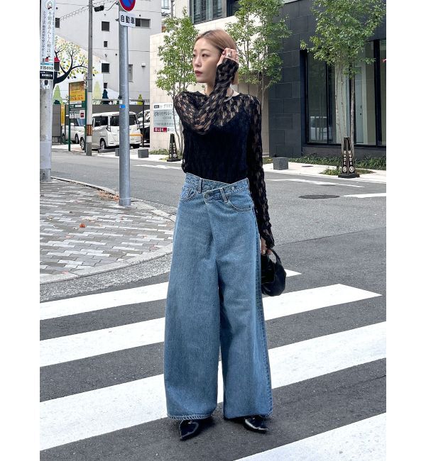 Ungrid「ラップデザインルーズデニム」|デニム|