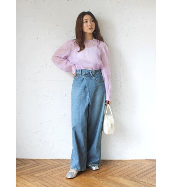 Ungrid「ラップデザインルーズデニム」|デニム|