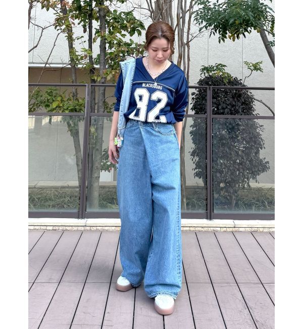 Ungrid「ラップデザインルーズデニム」|デニム|