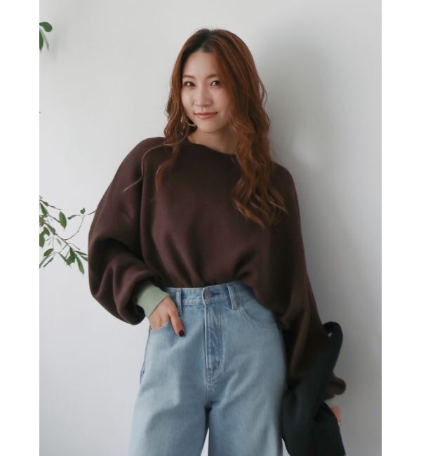 Ungrid「コットン混ショートルーズニット」|ニット・セーター|ブラウン