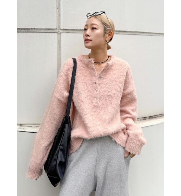Ungrid「ヘンリーネック起毛ルーズニット」|ニット・セーター|