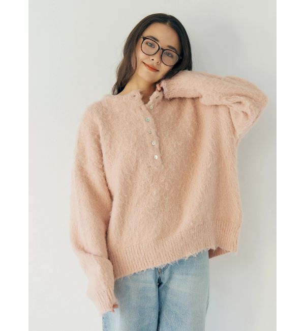Ungrid「ヘンリーネック起毛ルーズニット」|ニット・セーター|