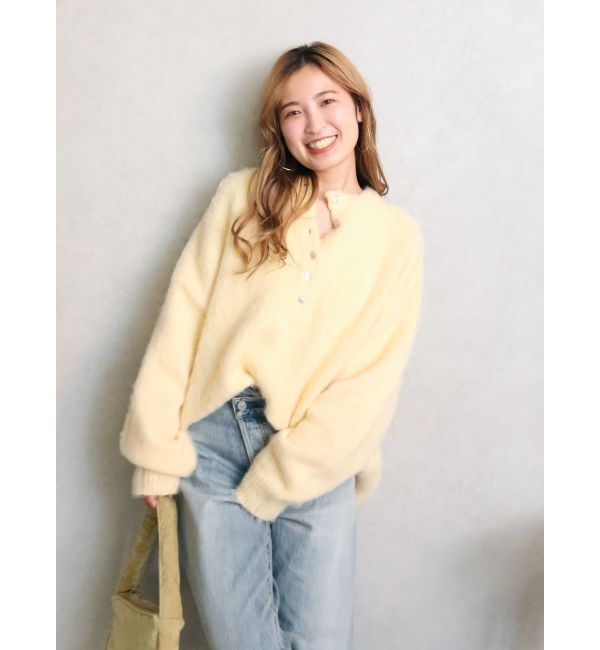 Ungrid「ヘンリーネック起毛ルーズニット」|ニット・セーター|