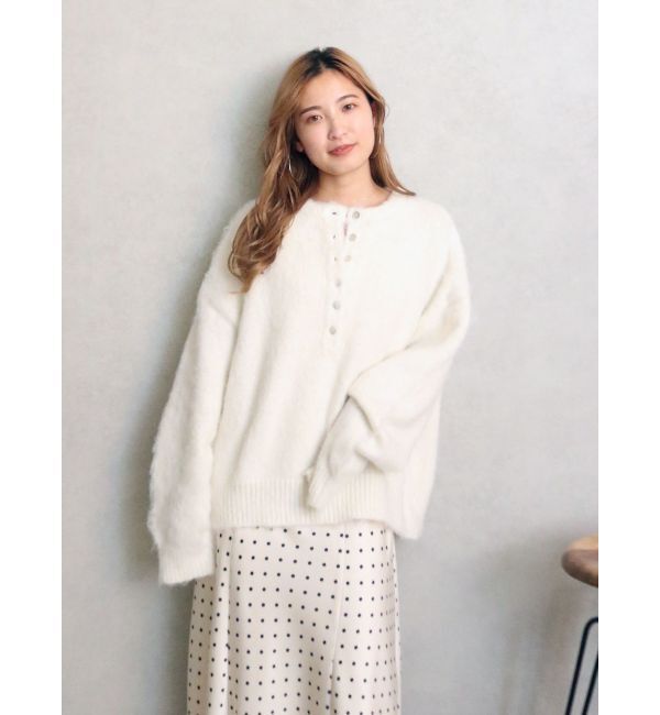 Ungrid「ヘンリーネック起毛ルーズニット」|ニット・セーター|