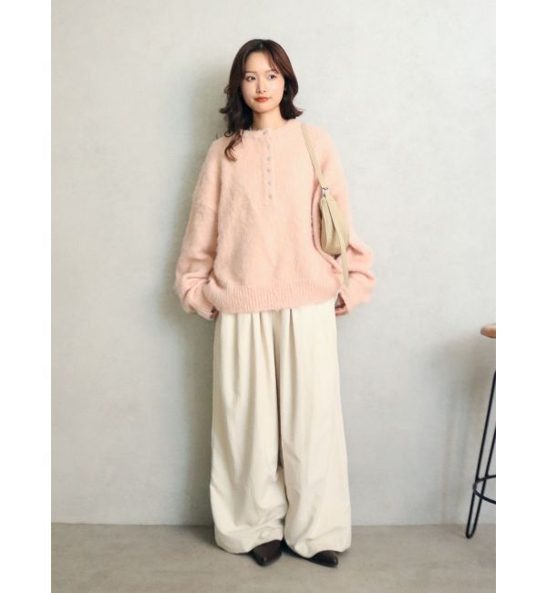 Ungrid「ヘンリーネック起毛ルーズニット」|ニット・セーター|