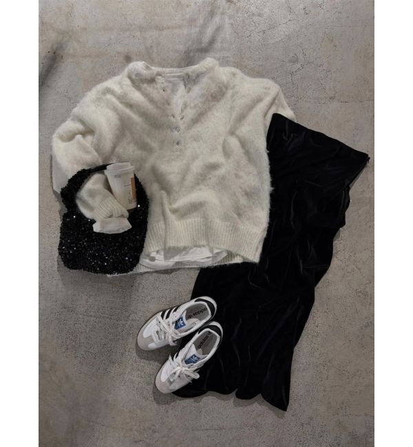 Ungrid「ヘンリーネック起毛ルーズニット」|ニット・セーター|