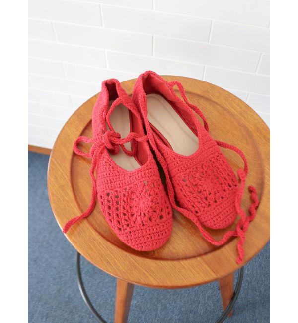 Ungrid「メッシュ編みフラットシューズ」|その他|レッド