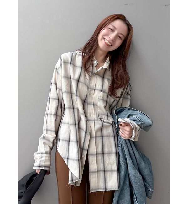 Ungrid「カットオフデザインチェックルーズシャツ」|シャツ・ブラウス|
