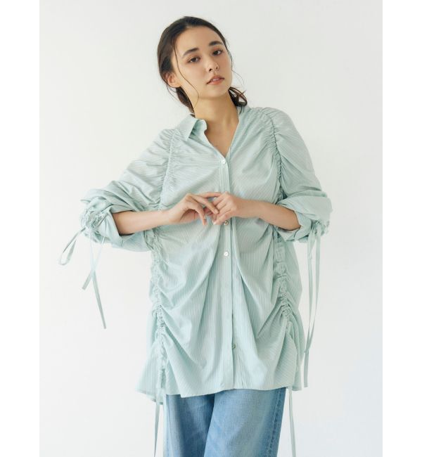 Ungrid「ギャザーデザインルーズシャツ」|シャツ・ブラウス|ミントグリーン