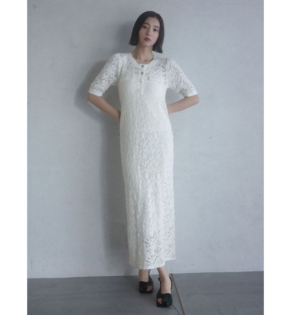 LAGUNAMOON「パターンニッティングフロントボタンワンピース」|ワンピース|