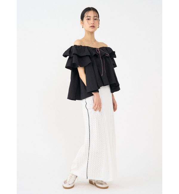 LAGUNAMOON「バイカラーサイドラインレースニットセットアップ」|ワンピース|