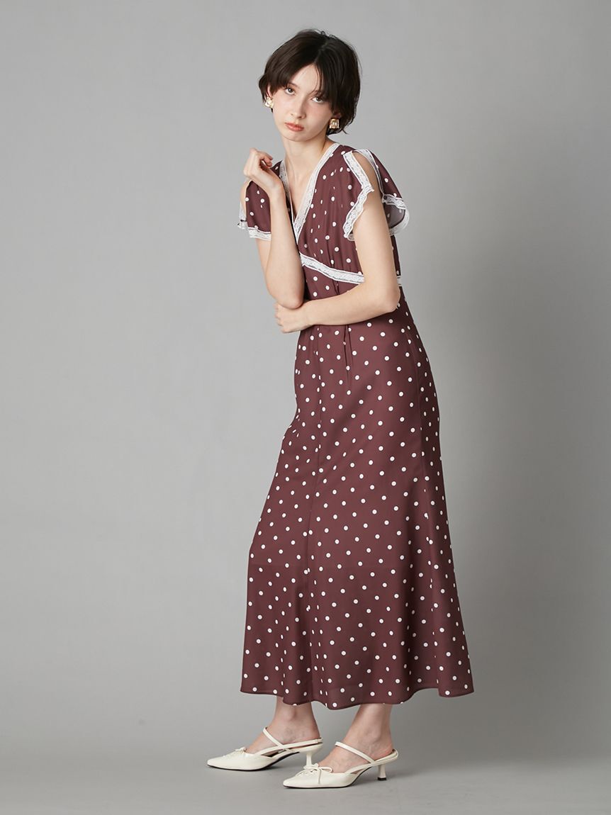 LILY BROWN「ロマンティックレーストリムプリントワンピース」|ワンピース|