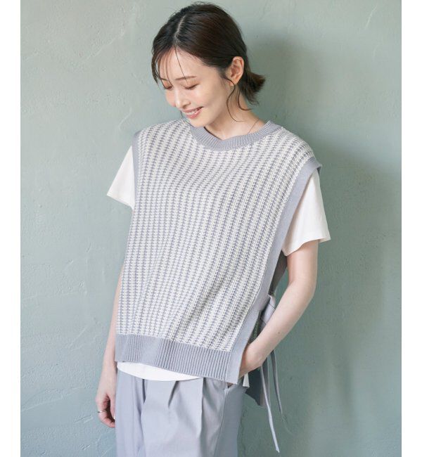 ikka「サイドリボンニットベスト」|ニット・セーター|