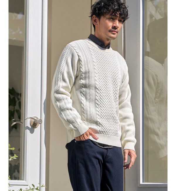 ikka「GOKUラクニットアランケーブル」|プルオーバー|