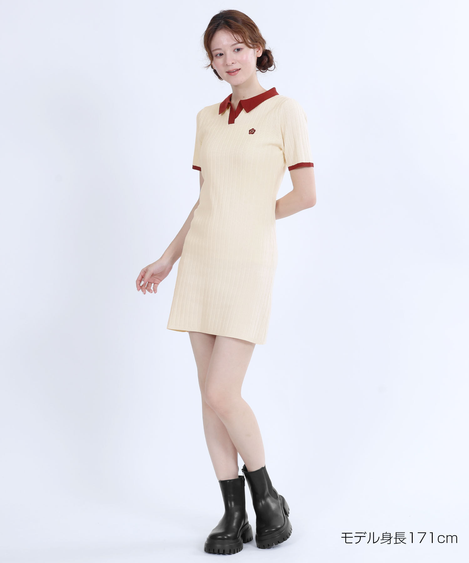 MARY QUANT「ワイドリブニット ワンピース」|ワンピース|アイボリー