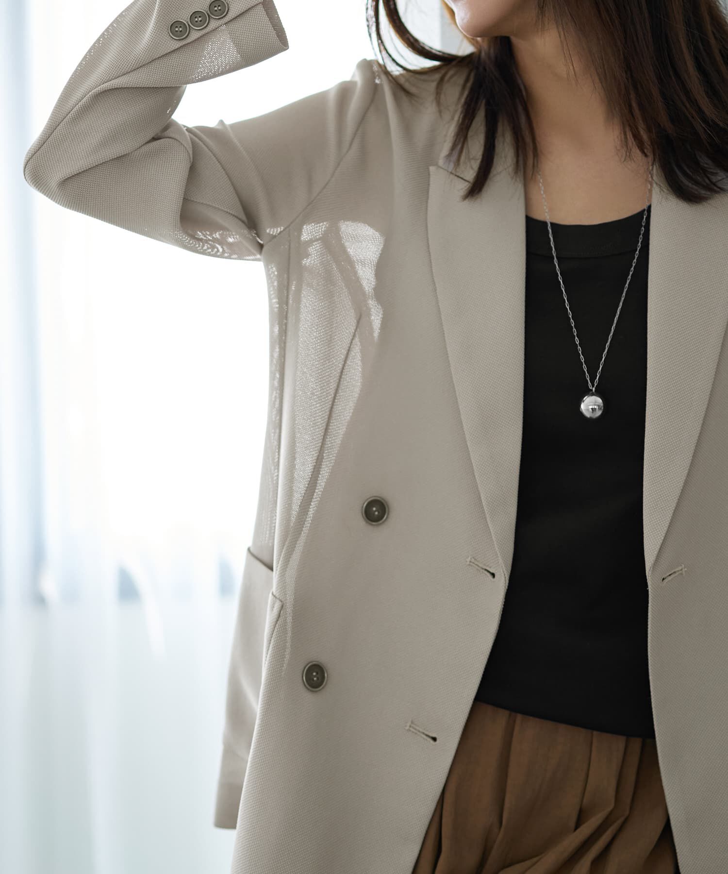 STYLE DELI「ストレッチメッシュ生地ダブルジャケット」|テーラードジャケット|