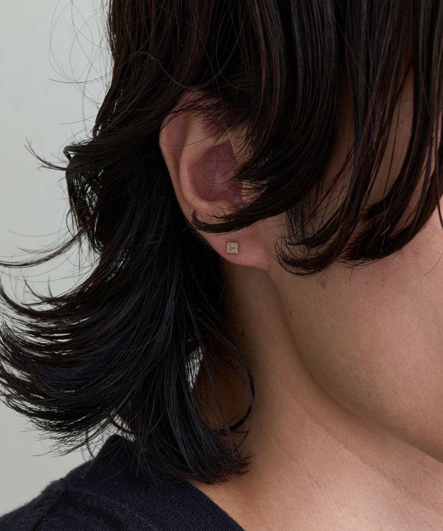 JUPITER「【片耳】K10スクエア天然石ピアス　ブルームーンストーン」|ピアス|