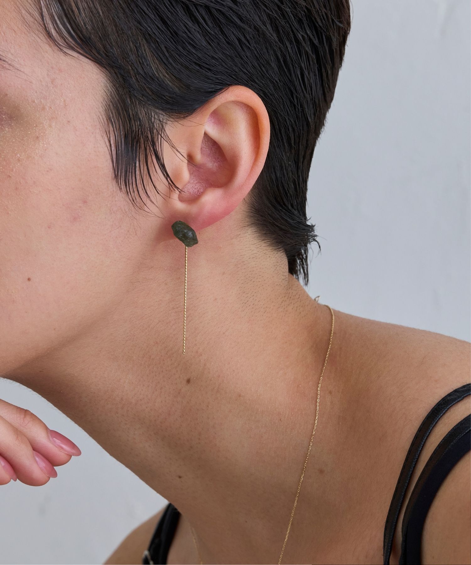 JUPITER「【K10】天然石アンカットピアス/片耳　グリーンアパタイト」|ピアス|