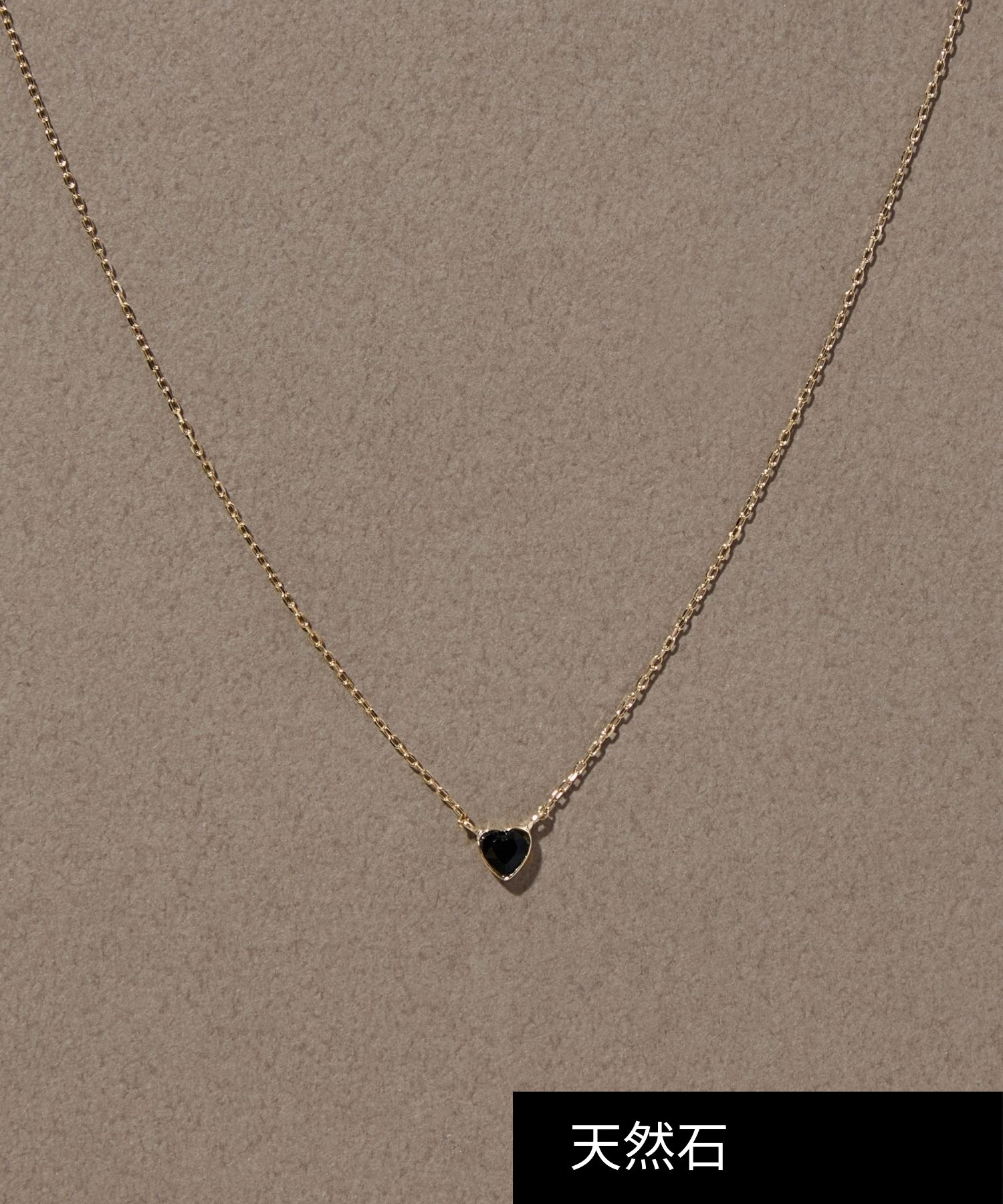 JUPITER「【K10】ハートモチーフ天然石ネックレス/オニキス/<全長約36+3cm調整可能>」|ネックレス|ブラック
