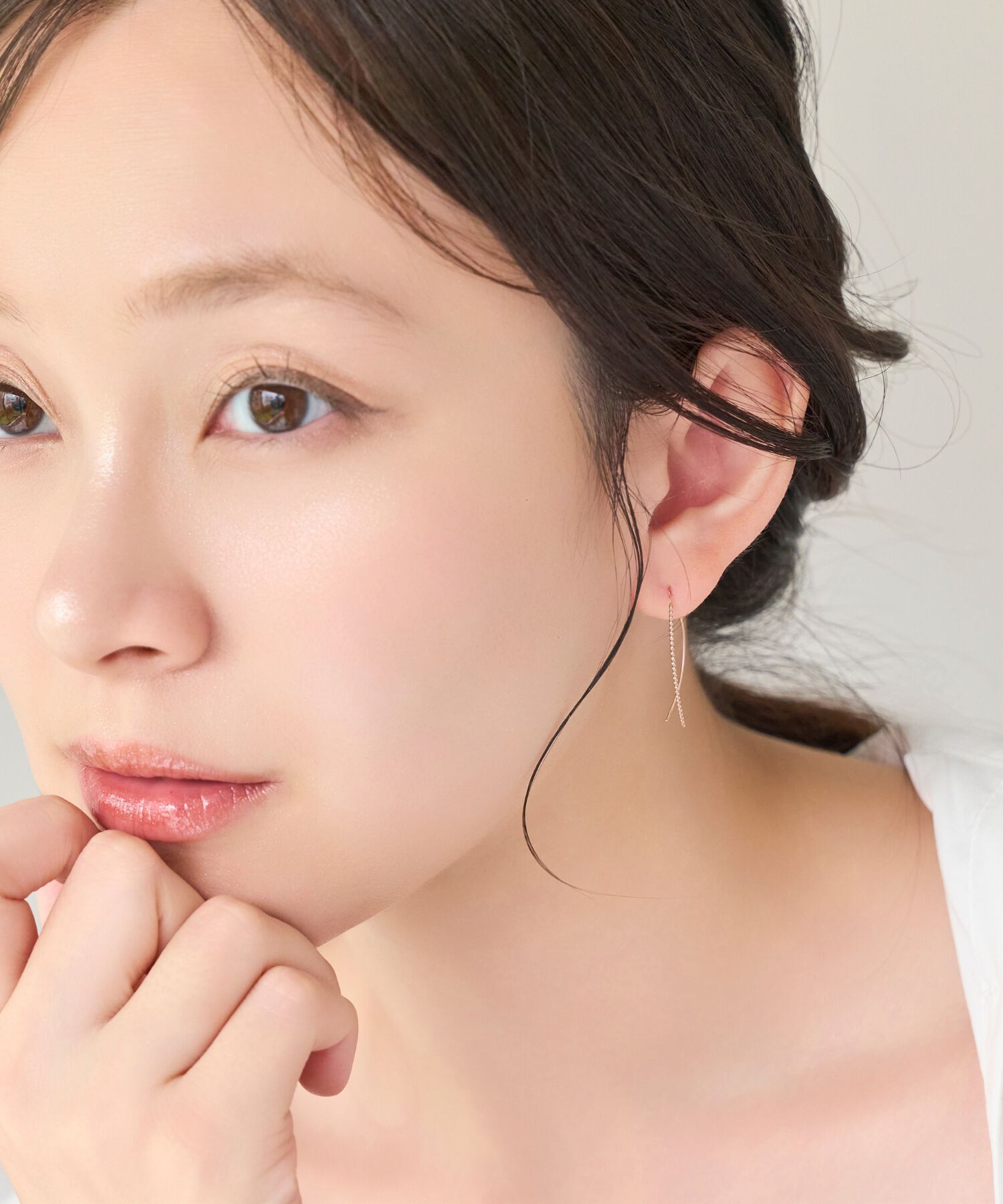 Phoebe「【K10】クロスラインアメリカンピアス　ローズゴールド／BOX付き」|ピアス|
