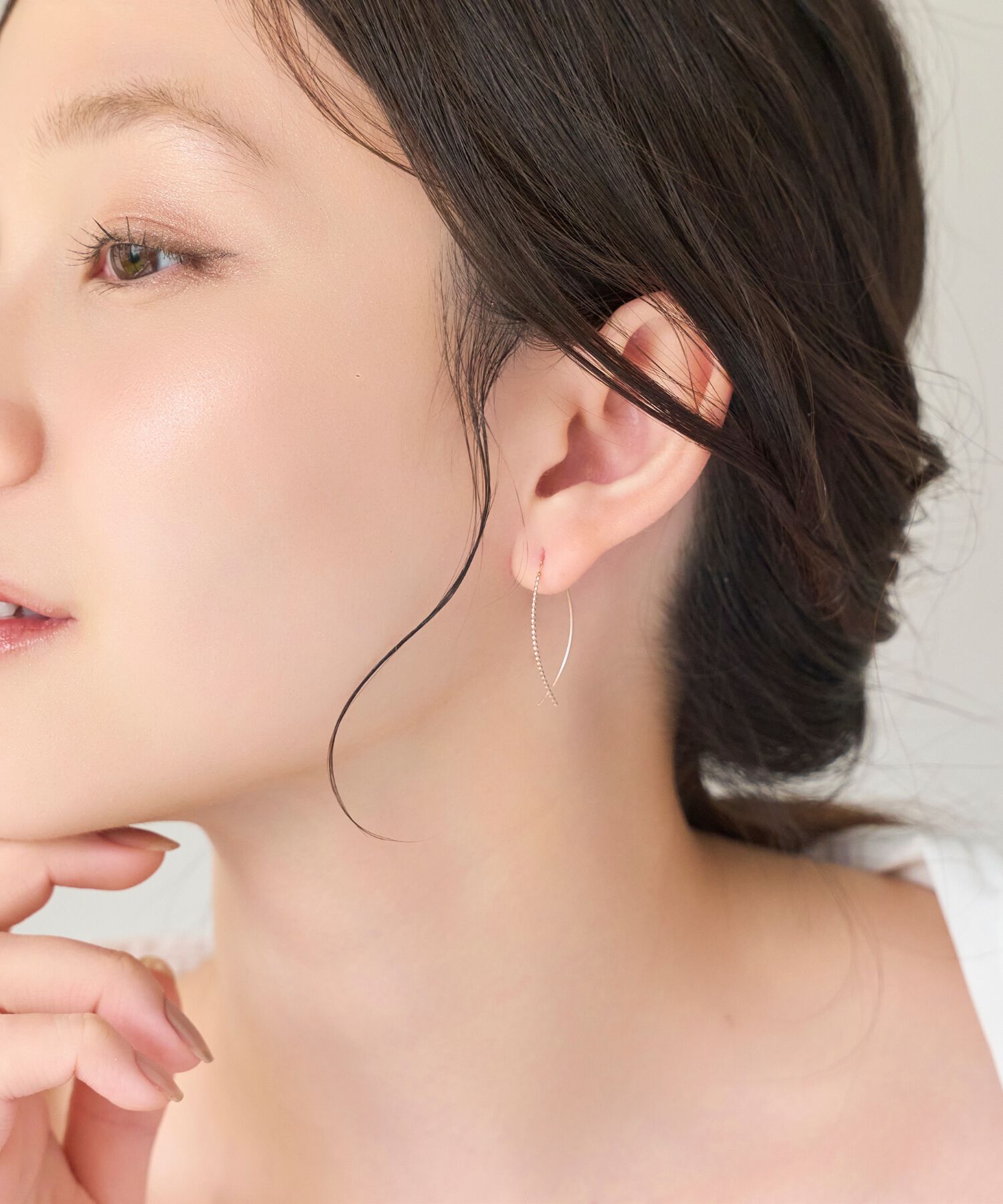 Phoebe「【K10】クロスラインアメリカンピアス　ローズゴールド／BOX付き」|ピアス|